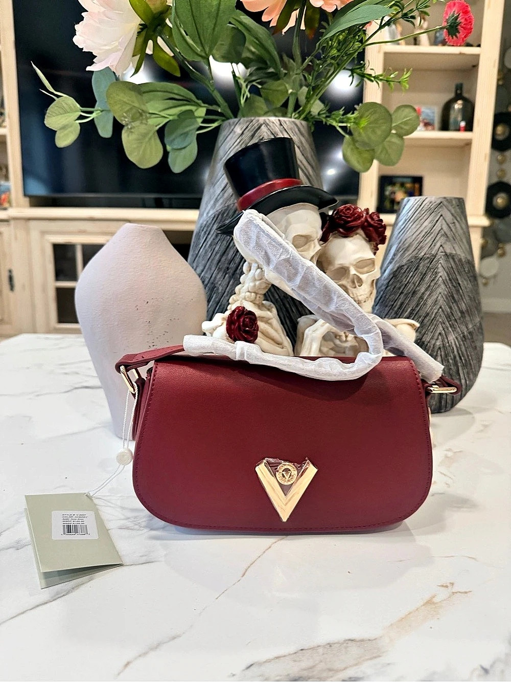 Valentino Orlandi Burgundy Shoulder Bag